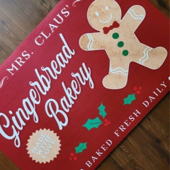 Large Super Cute Gingerbread Man Bakery Rubber Mat - Picture 2 of 2
